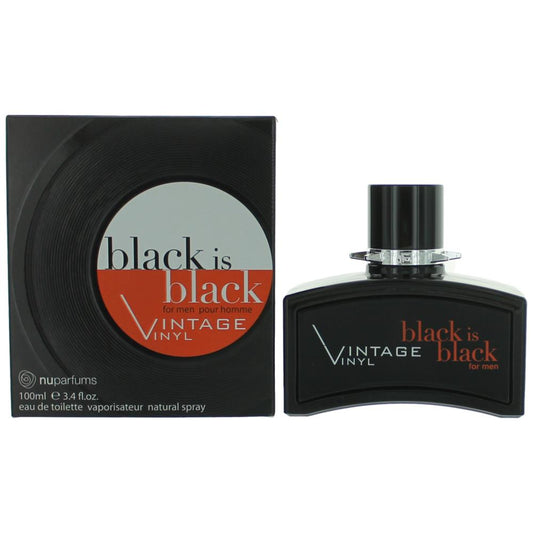Black is Black Vintage Vinyl by NuParfums, 3.4 oz Eau De Toilette Spray for Men - 101 Perfume Plus