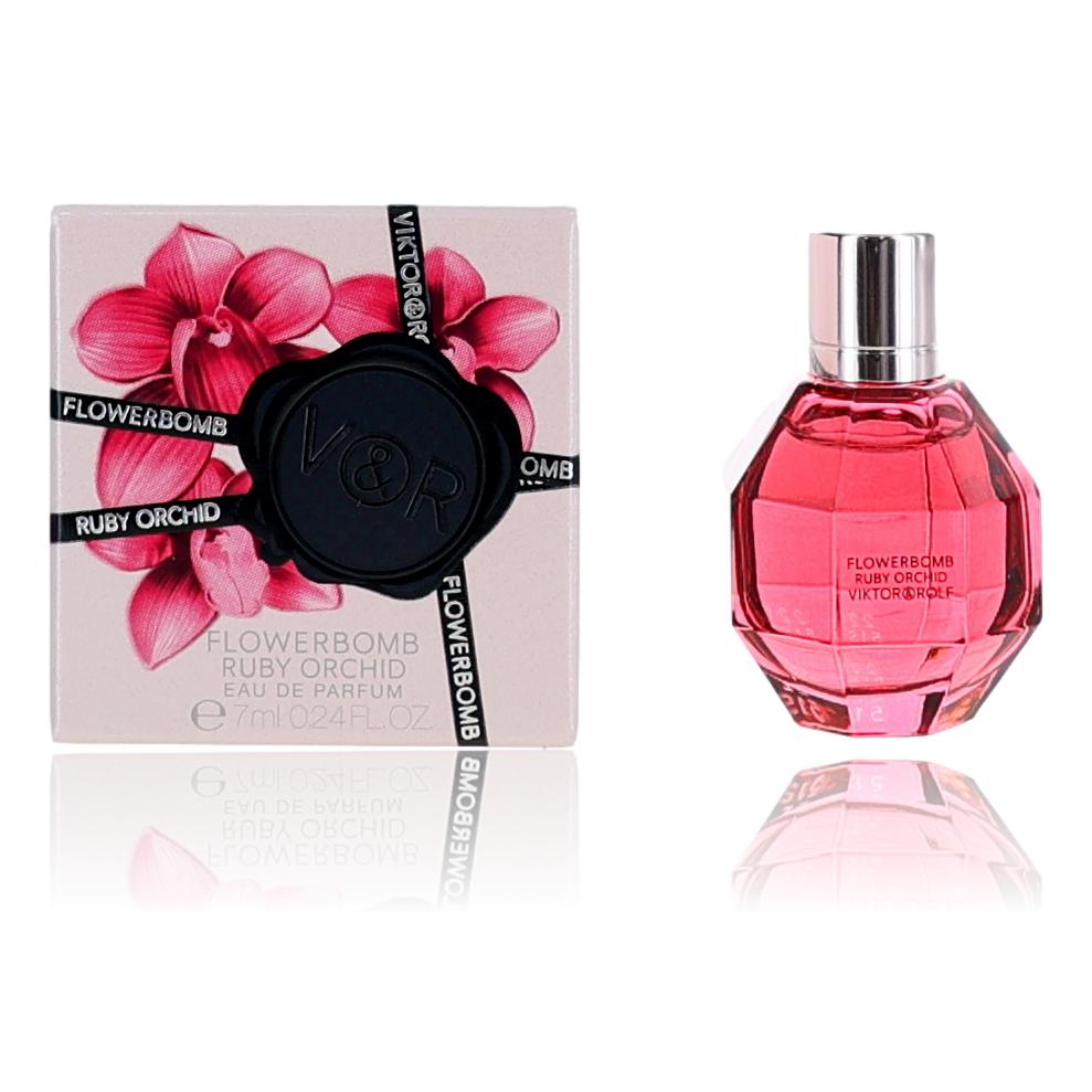 Flowerbomb Ruby Orchid de Viktor & Rolf, EDP mini splash de 0.24 oz para mujer