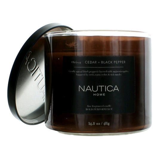 Vela de 3 mechas con mezcla de cera de soja Nautica de 14,5 oz - Orion Cedar & Black Pepper