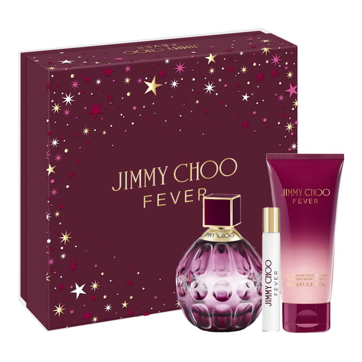 JIMMY CHOO 3 PCS SET FOR WOMEN: 3.3 EAU DE PARFUM SPRAY + 0.25 EAU DE PARFUM SPRAY + 3.3 BODY LOTION. - 101 Perfume Plus