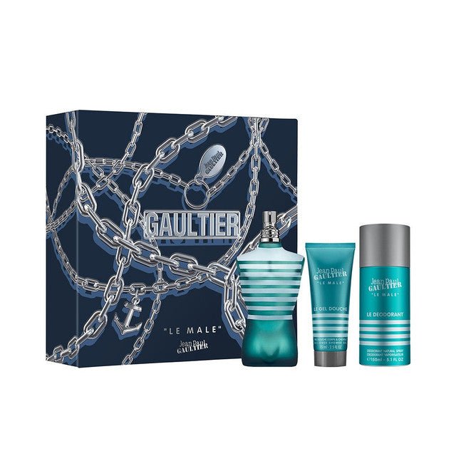 JEAN PAUL GAULTIER LE MALE 3 PCS SET FOR MEN: 4.2 EAU DE TOILETTE + 2.5 SHOWER GEL + 5 OZ DEODORANT SPRAY - 101 Perfume Plus